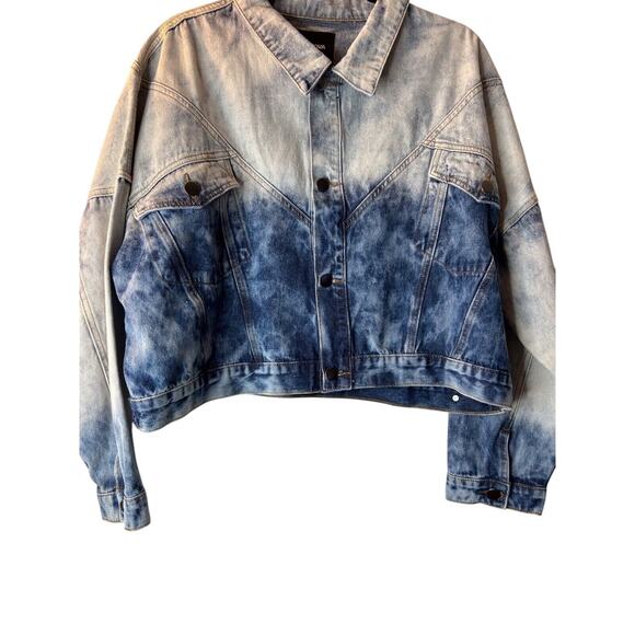 Fashion Nova Nonstop Denim Jacket Acid Wash Size 1X Ombré Cropped Long Sleeve - Picture 4 of 15